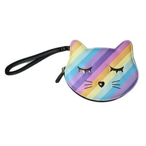 Betsey Johnson Luv Rainbow Cat Wristlet Purse Credit Card Slots